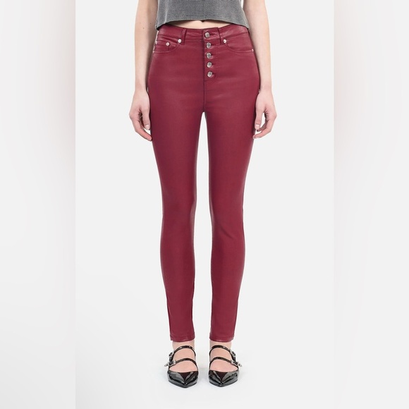 THE KOOPLES RED LEATHER-EFFECT SKINNY JEANS Size 6 & size 2 stretchy NWT - Picture 4 of 16